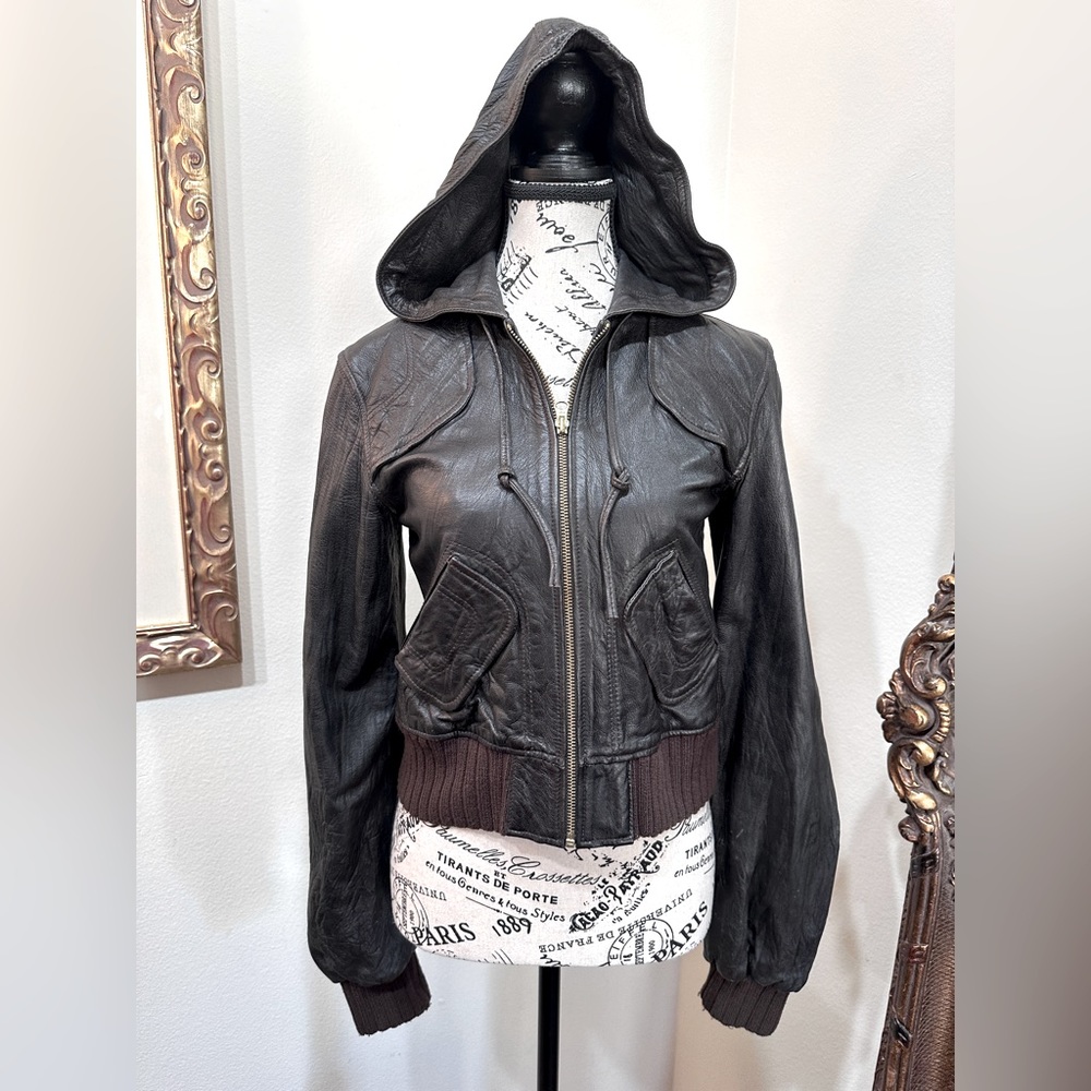 Mike & Chris hooded leather jacket